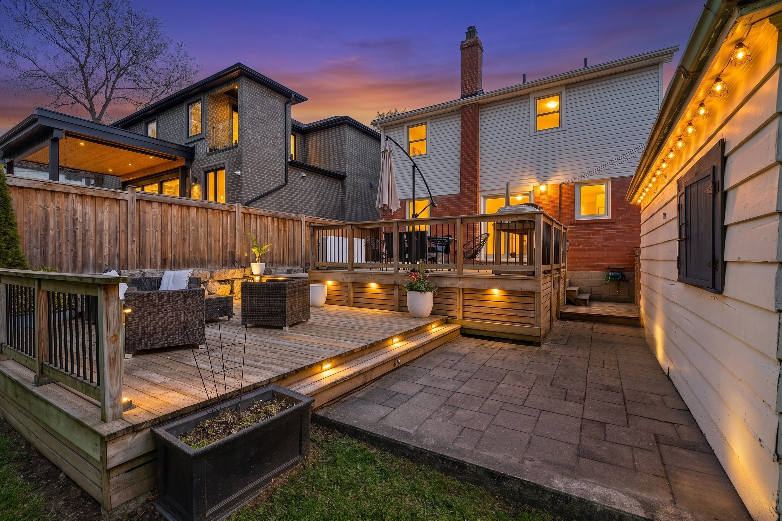 Backyard at twilight