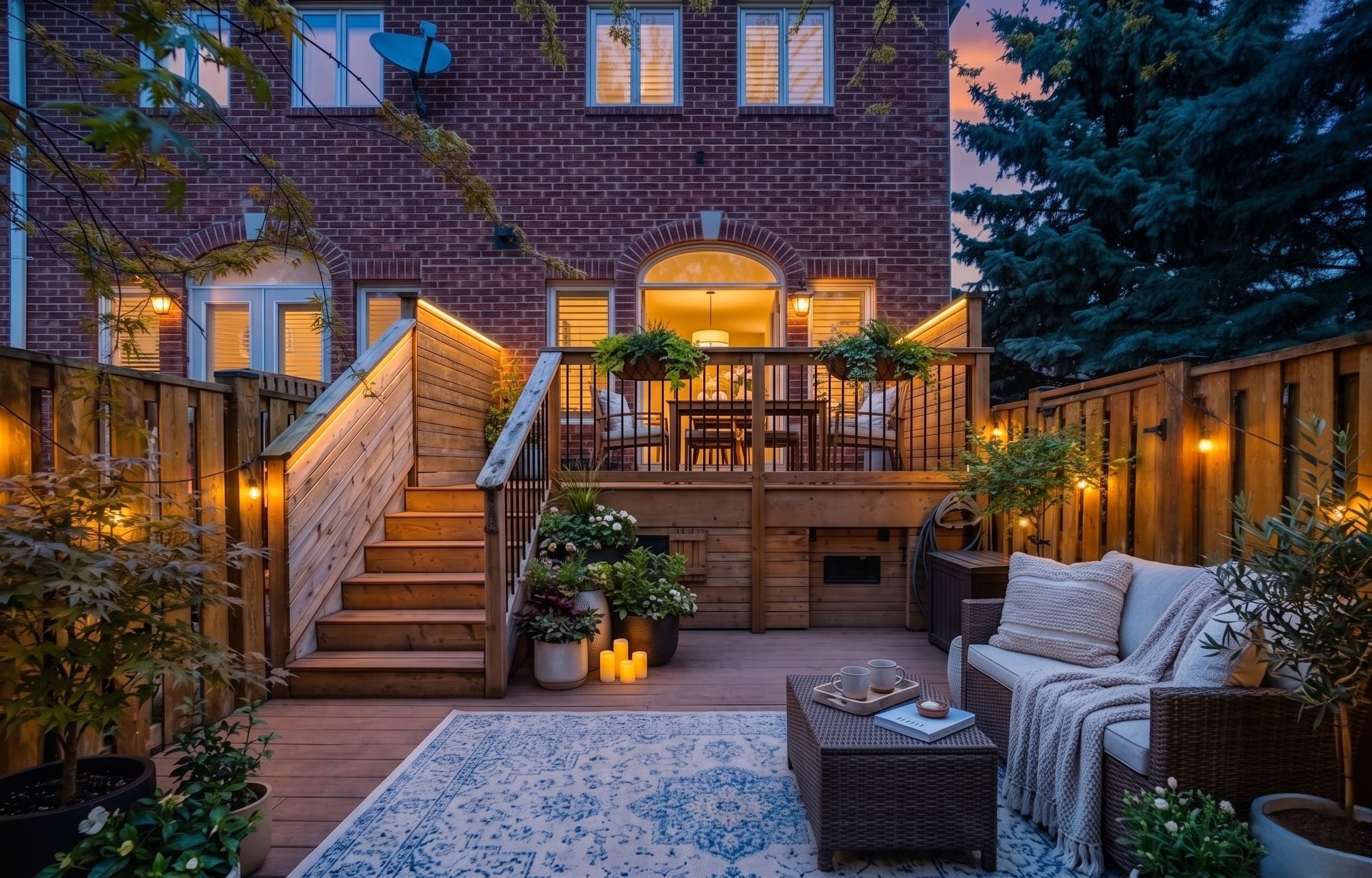 Back deck at twilight