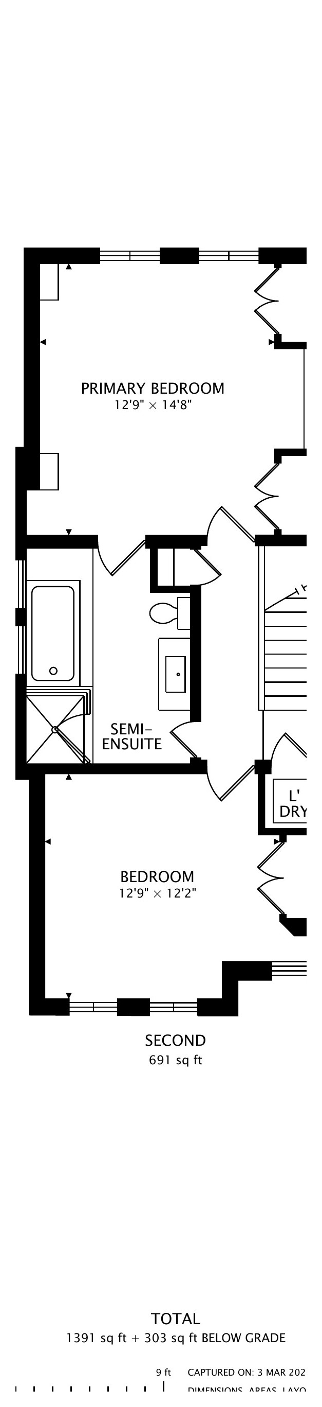 Second level floor plan
