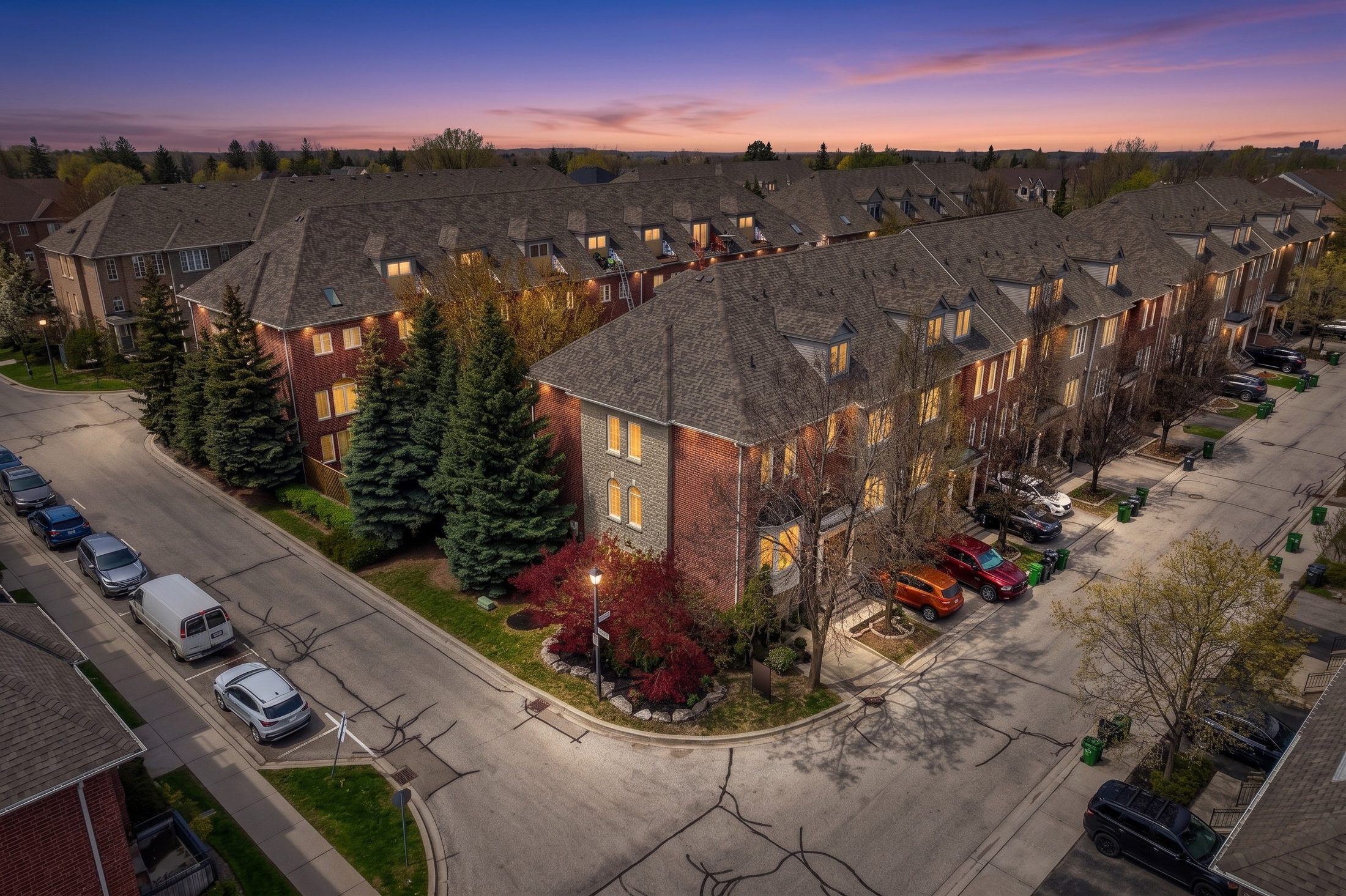 Aerial twilight view