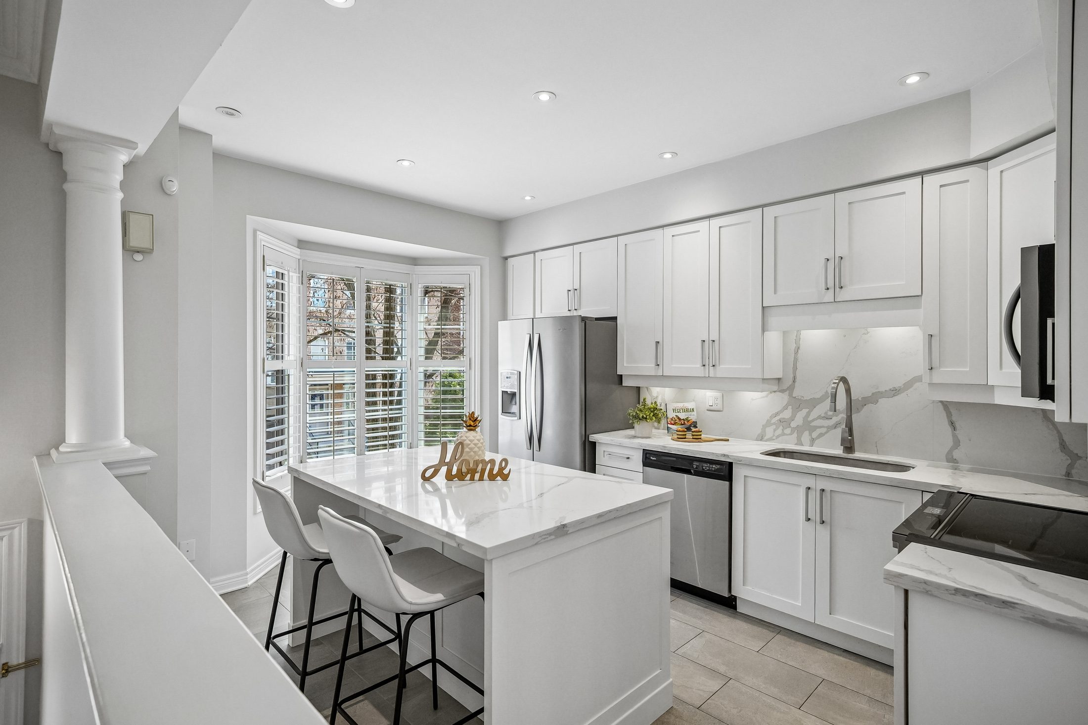 Calacatta marble kitchen island