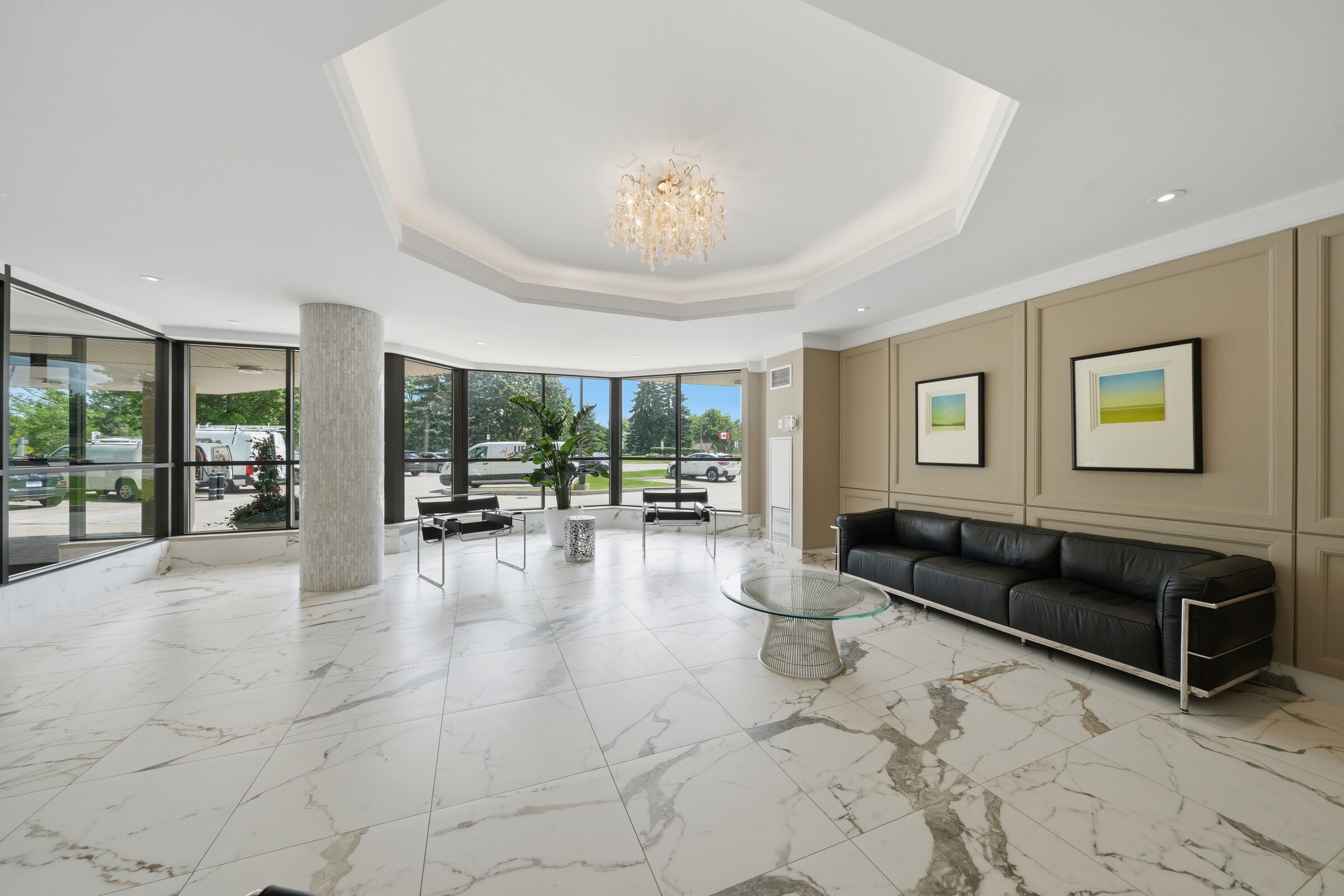 Marble-floored residents' lobby