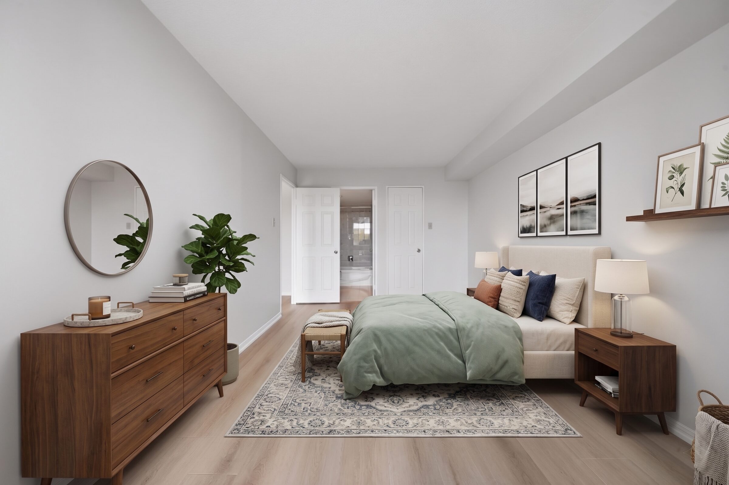 Primary bedroom, virtually staged