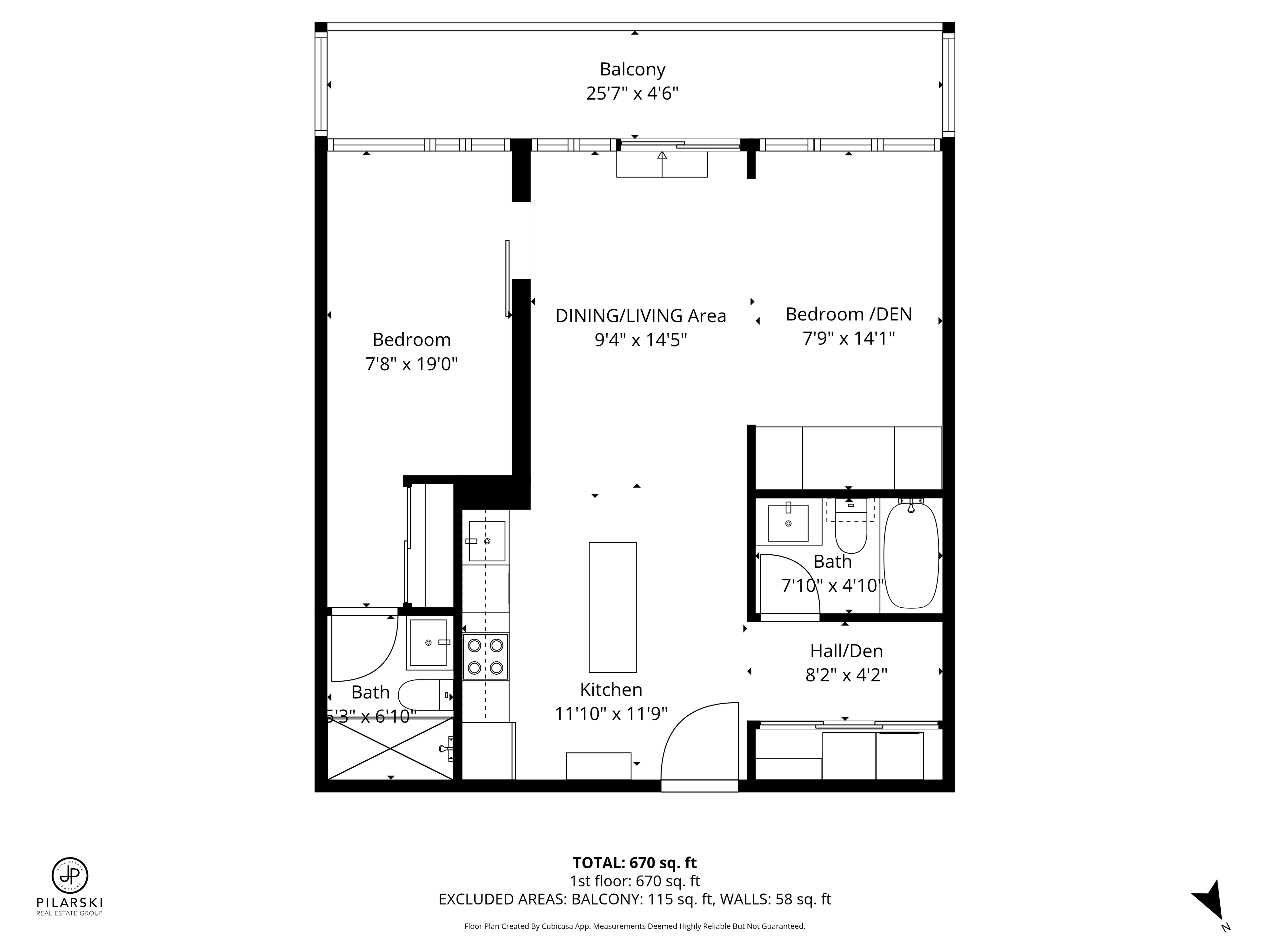 Suite 906 floor plan with dimensions