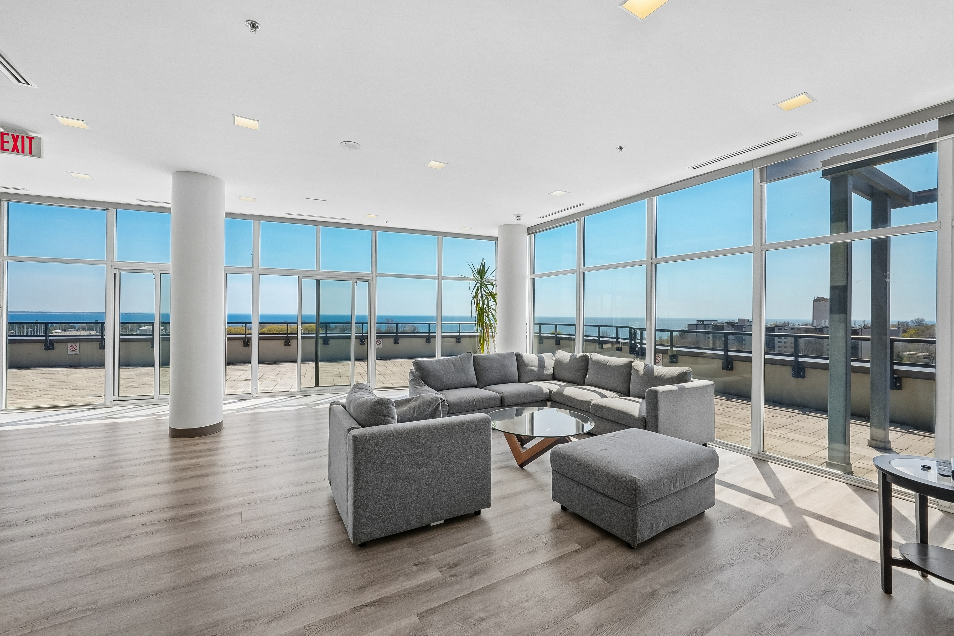 Rooftop terrace with city skyline views