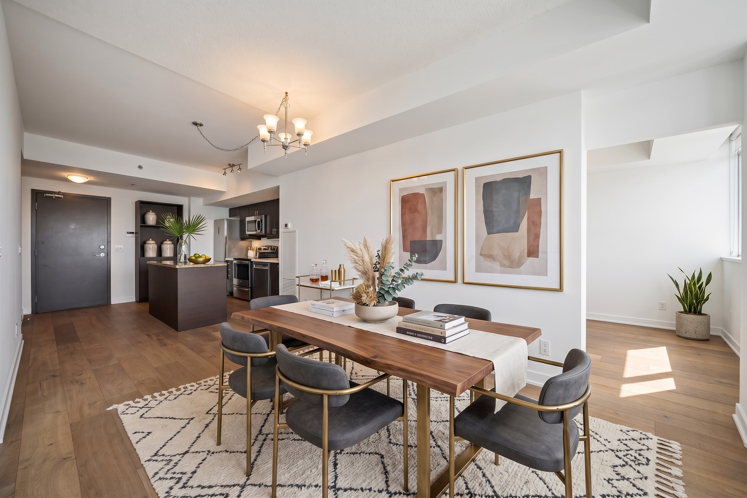 Open-concept dining and kitchen