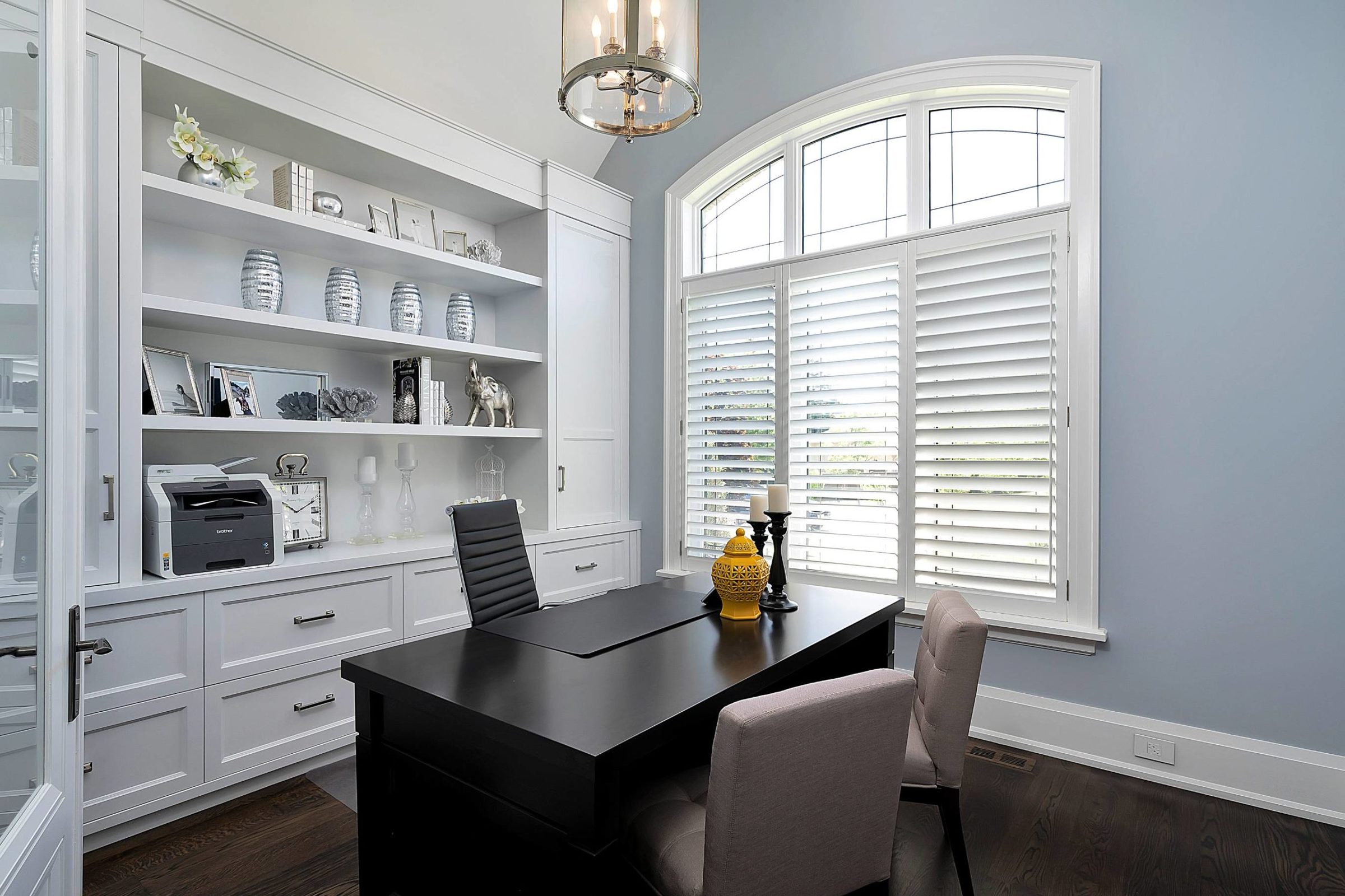 Main-floor office with custom built-ins
