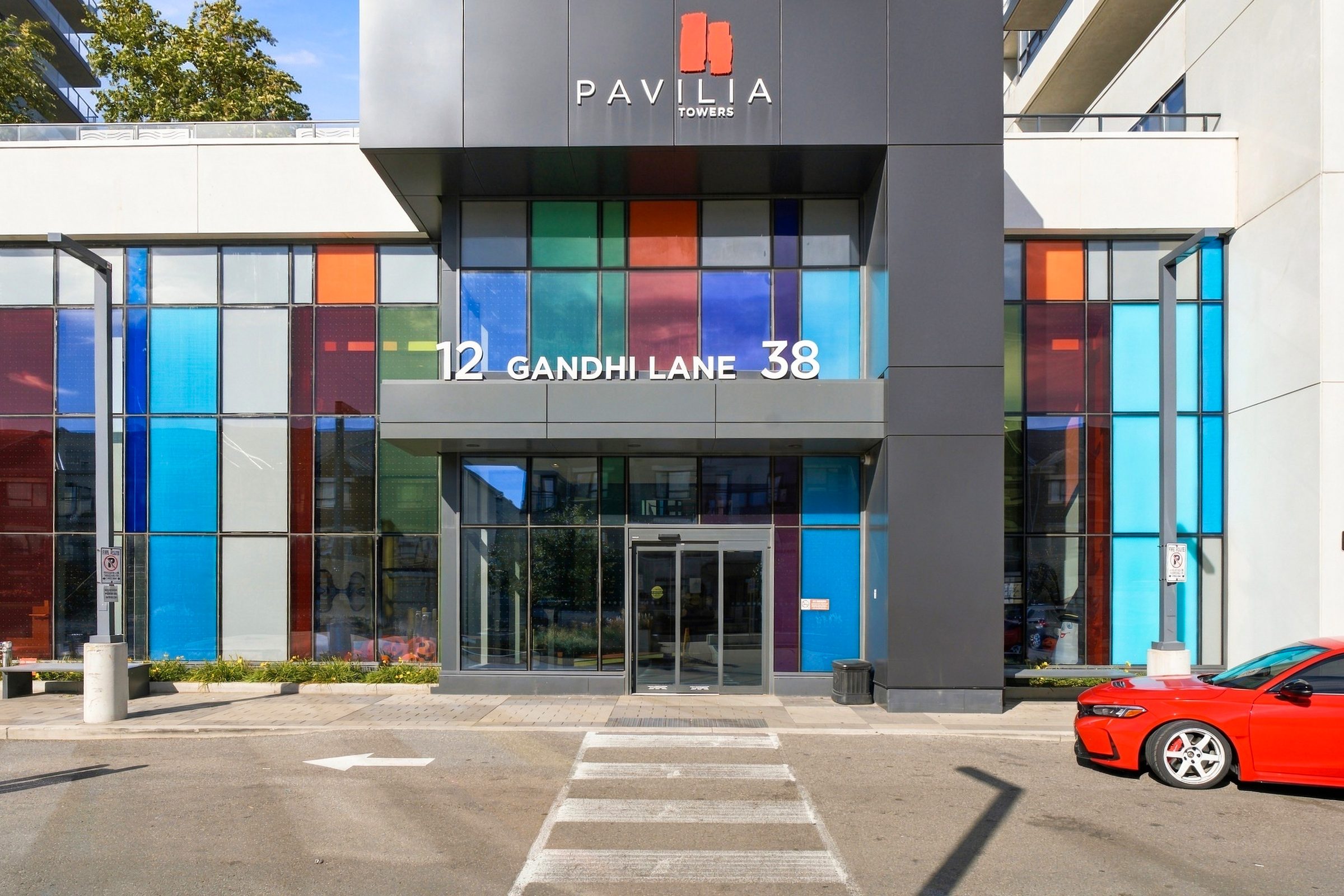 Pavilia Towers lobby entrance at 38 Gandhi Lane, Markham