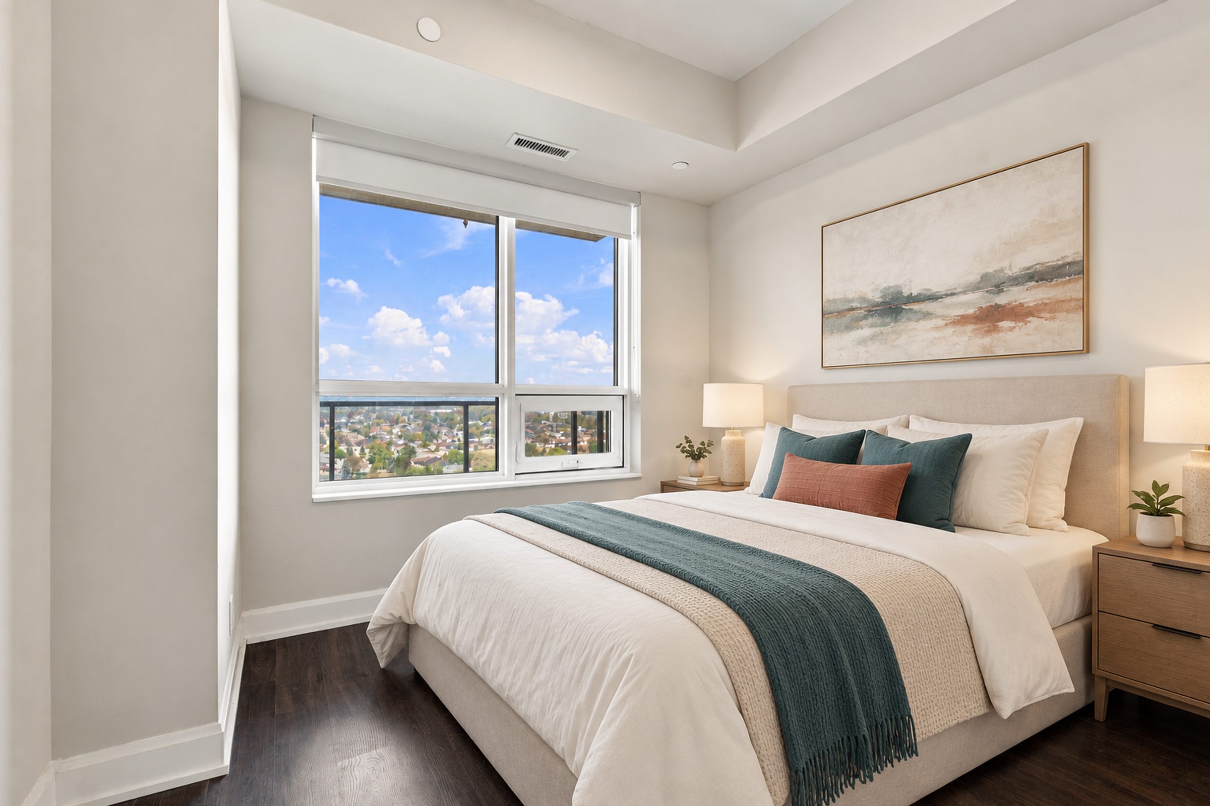 Second bedroom (virtually staged) at Suite 1902, 38 Gandhi Lane, Markham