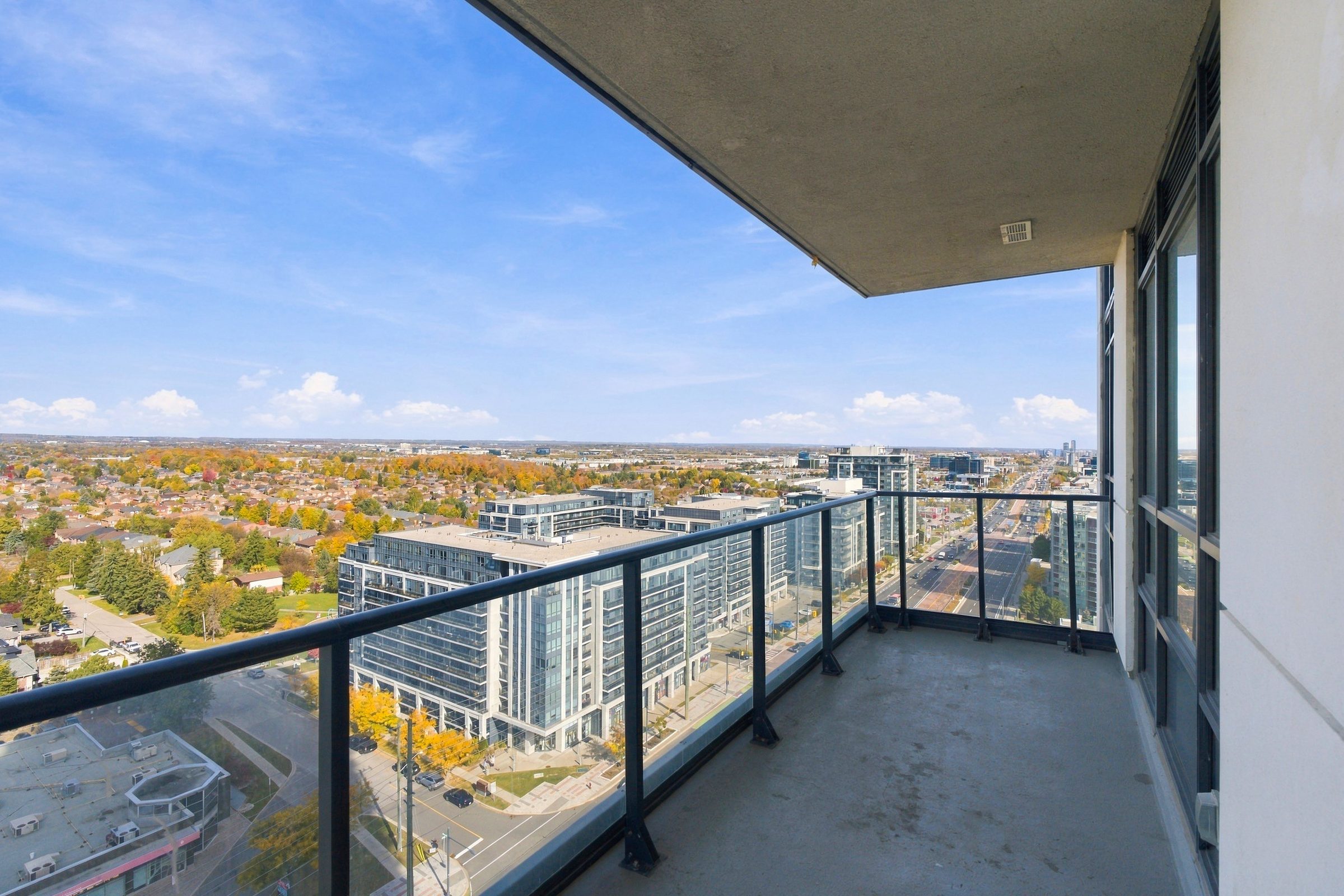 Balcony with north-east view at Suite 1902, 38 Gandhi Lane, Markham