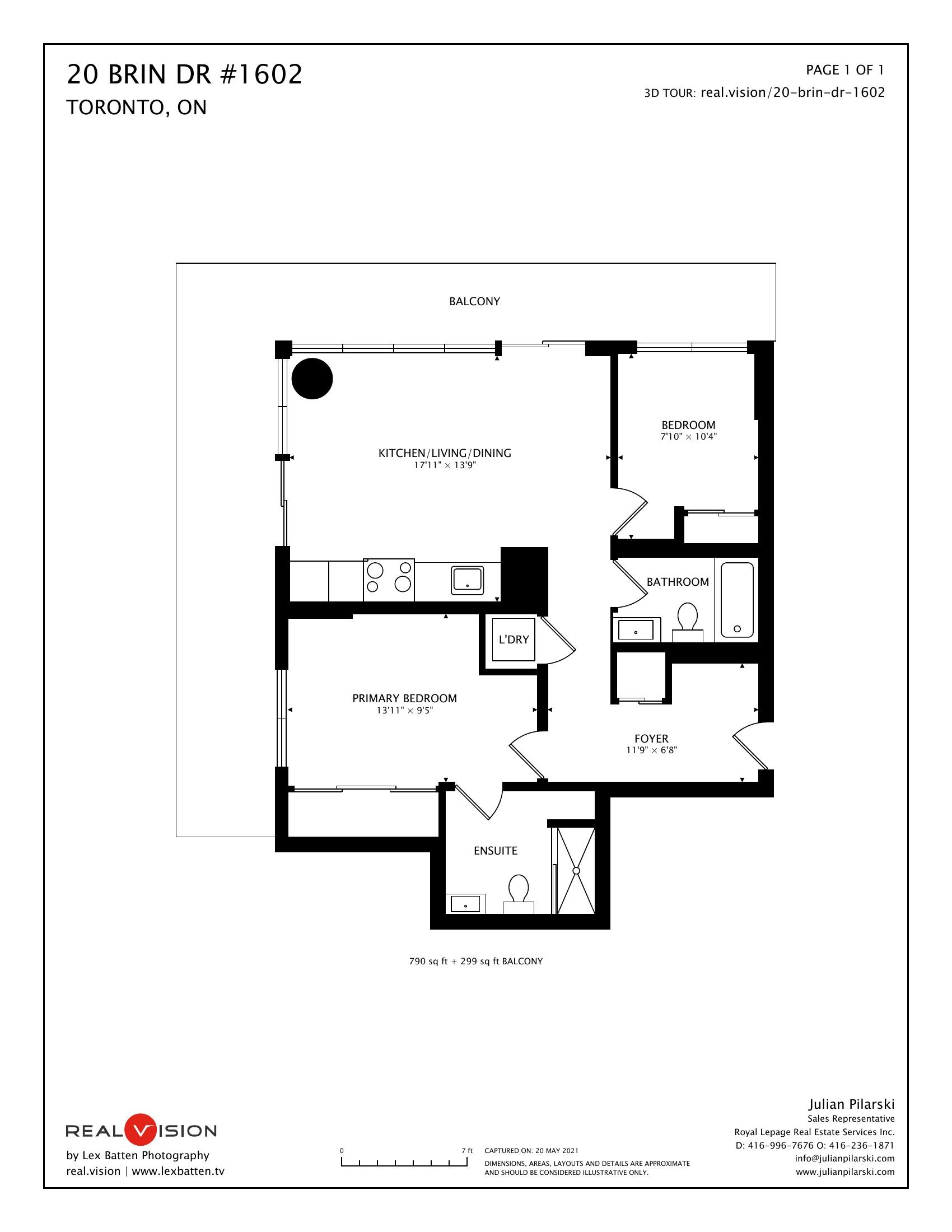 Floor plan of 1602 – 20 Brin Drive