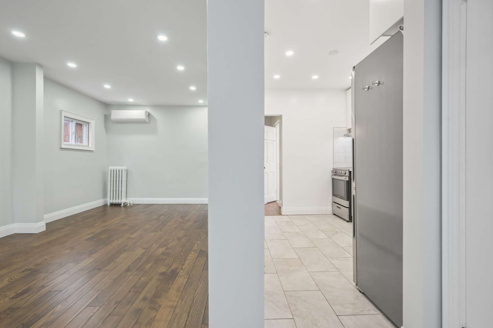 Open-concept main floor flowing to the kitchen