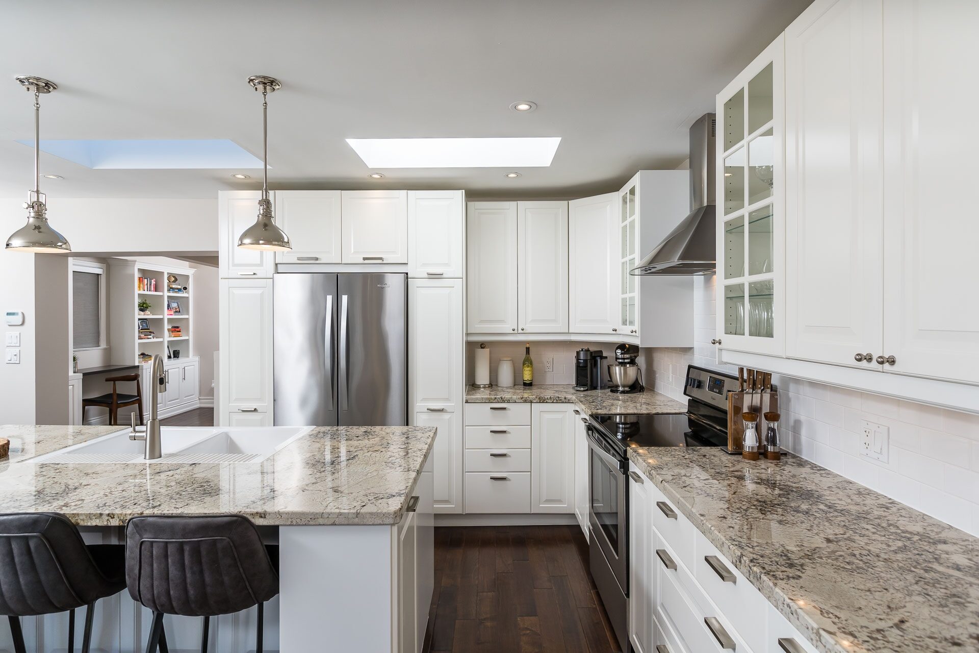 Gourmet kitchen and cabinetry, wide view
