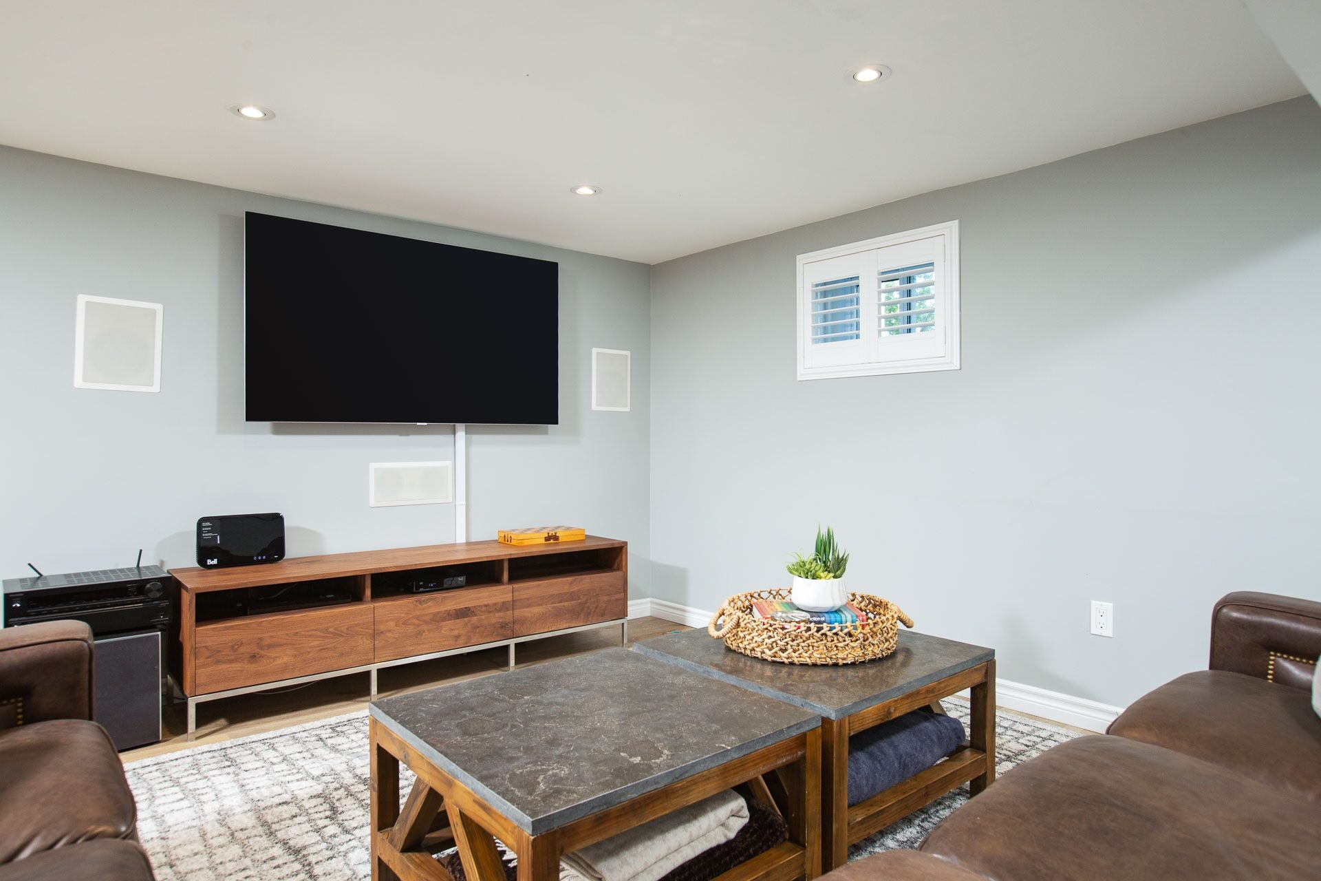Finished lower-level recreation and media room