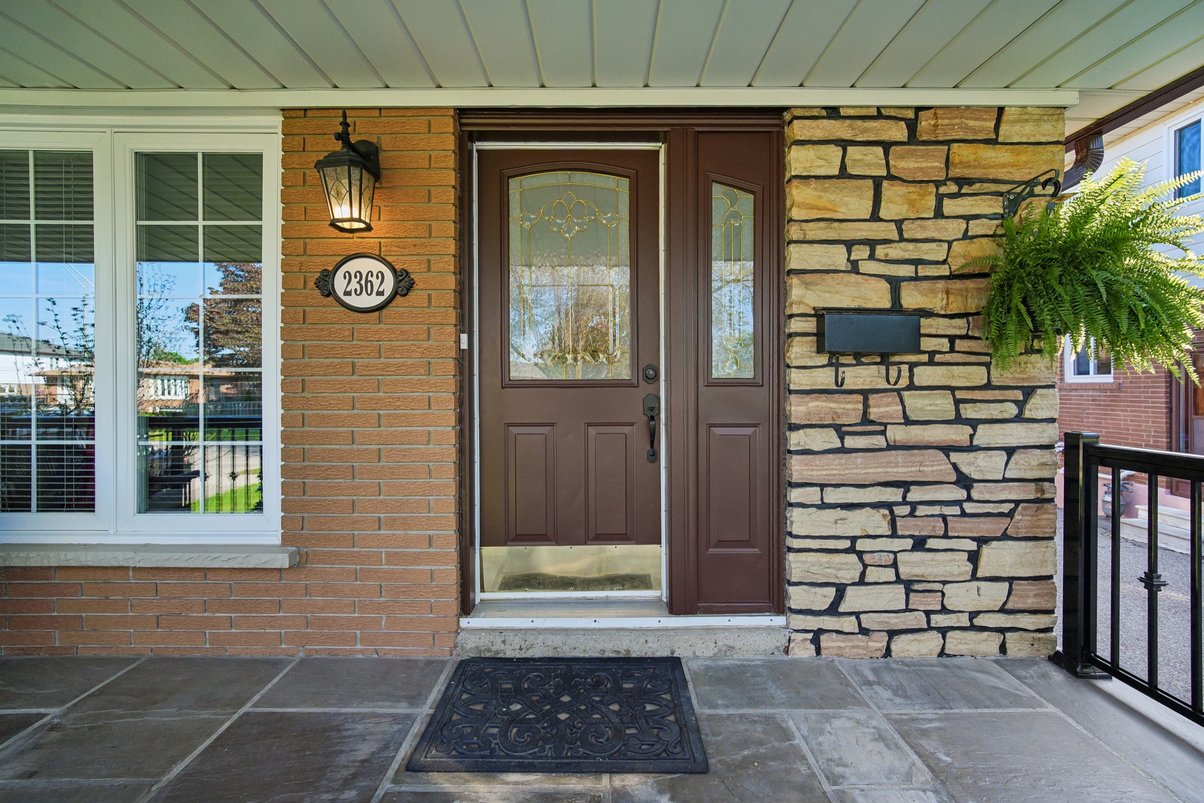 Front entry with stone facade