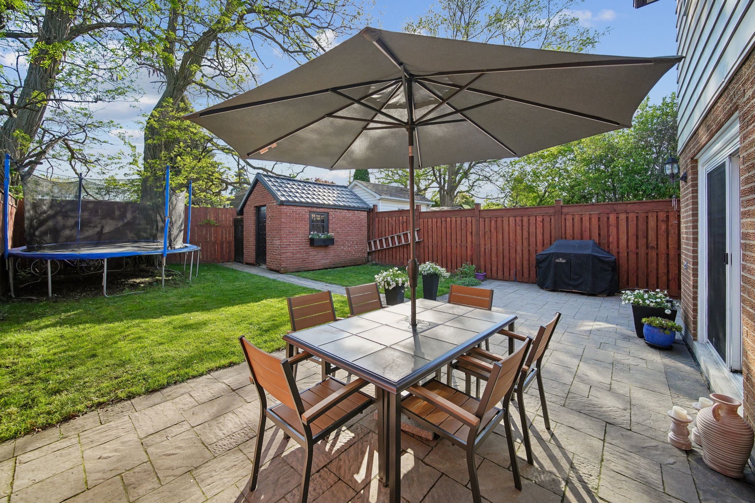 Landscaped backyard with patio