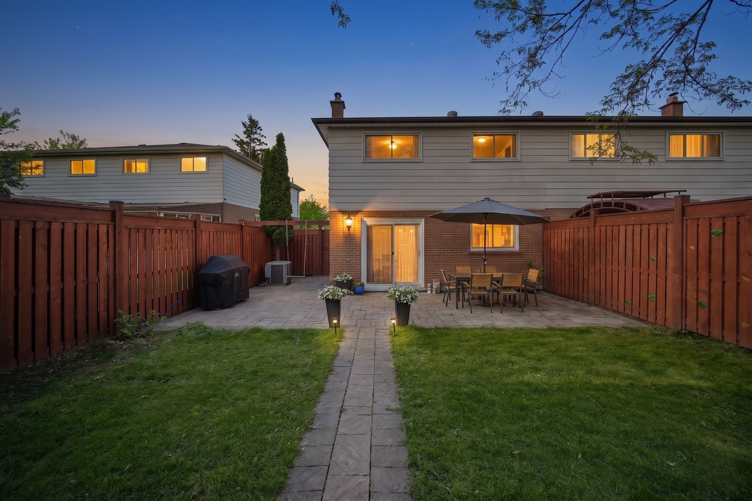 Backyard at twilight, alternate view