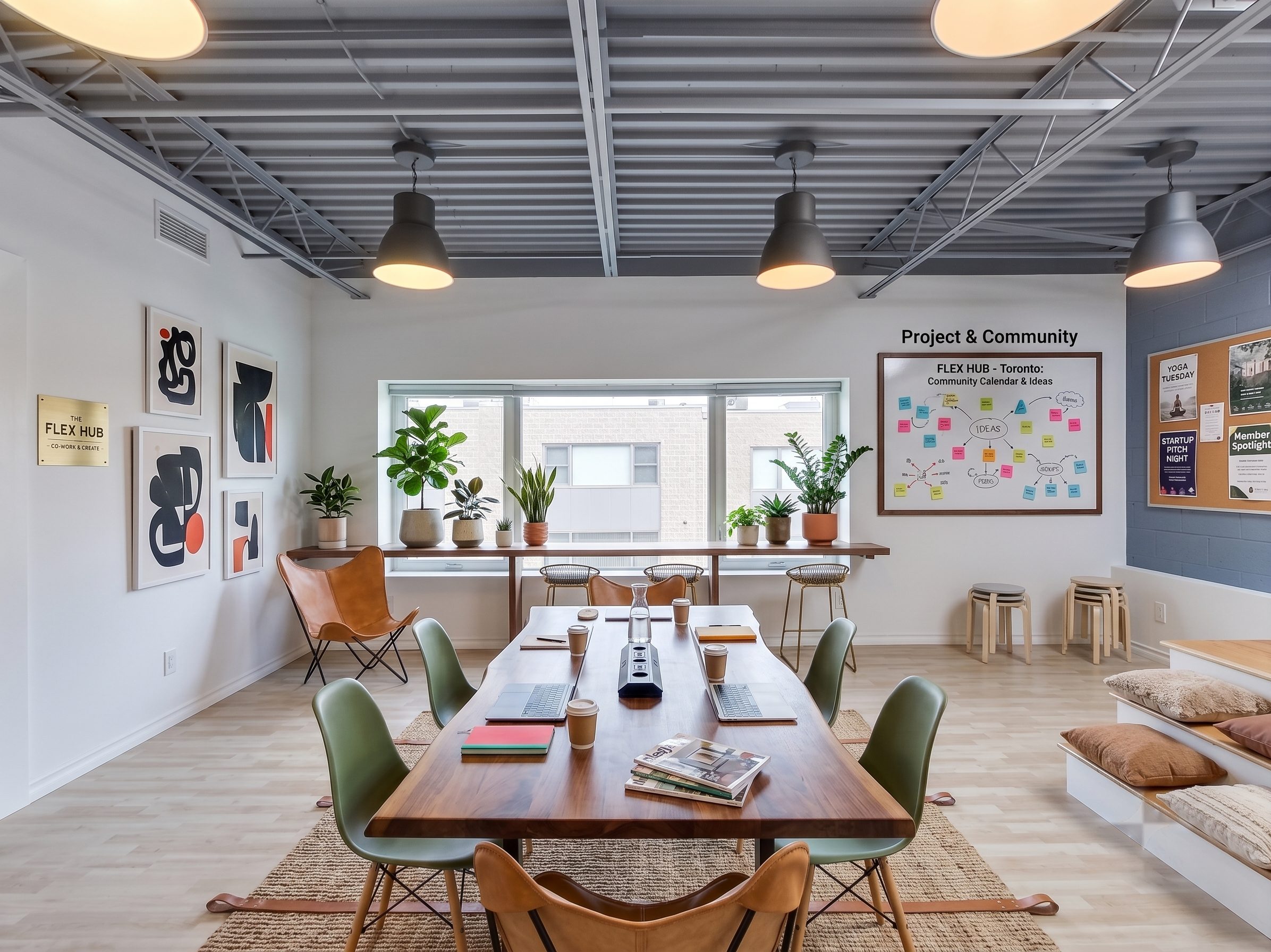 Creative studio staged as a collaborative co-work space