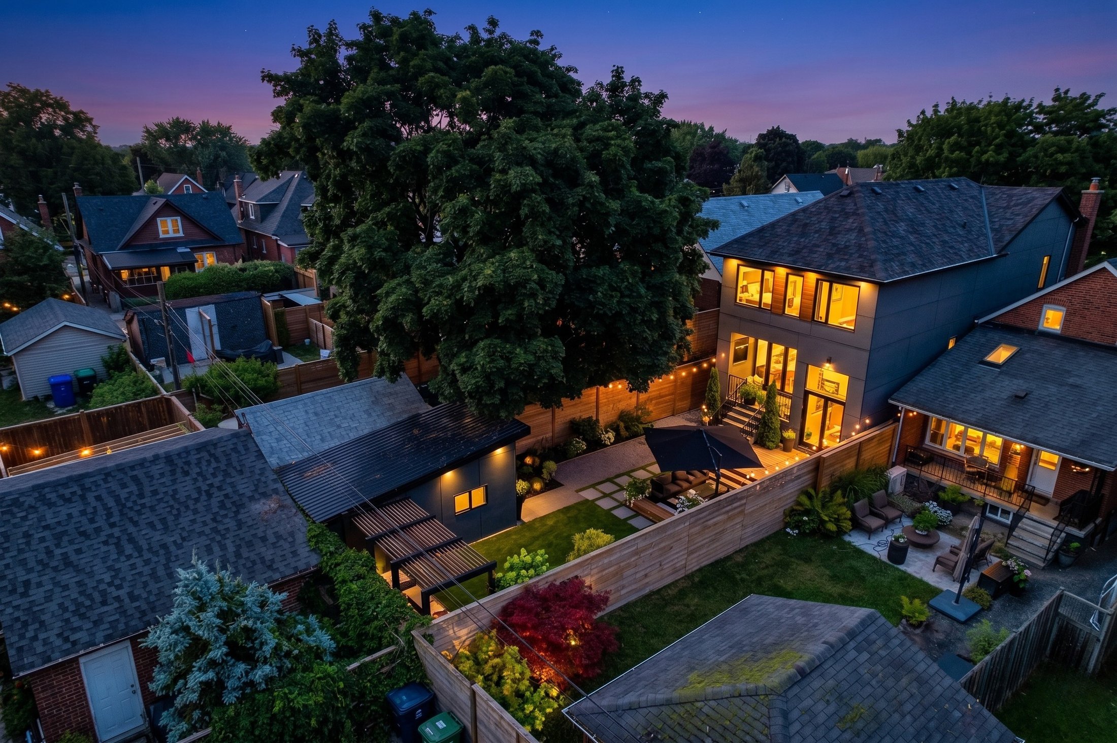 Aerial view at twilight