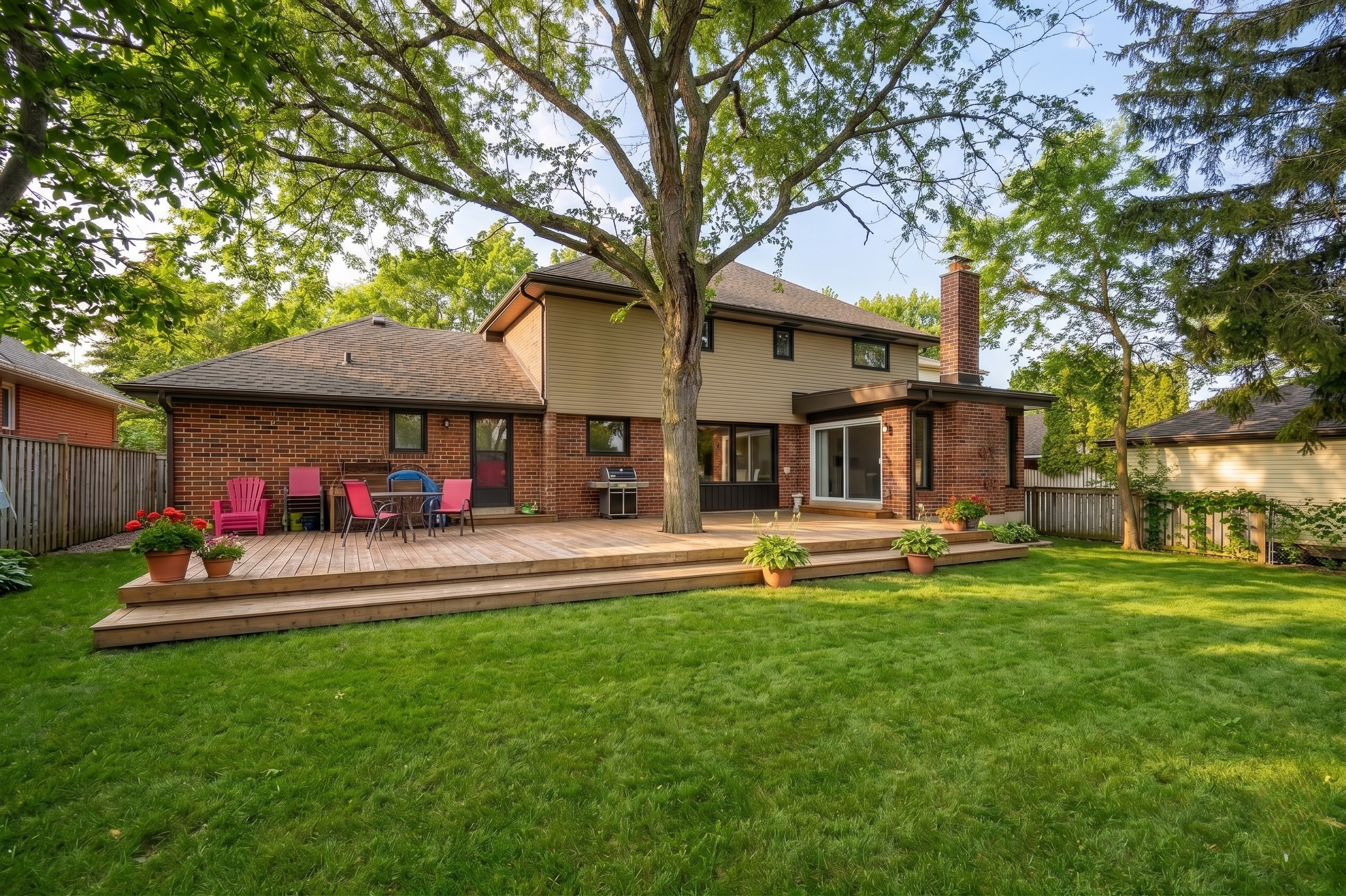 Backyard and rear of home
