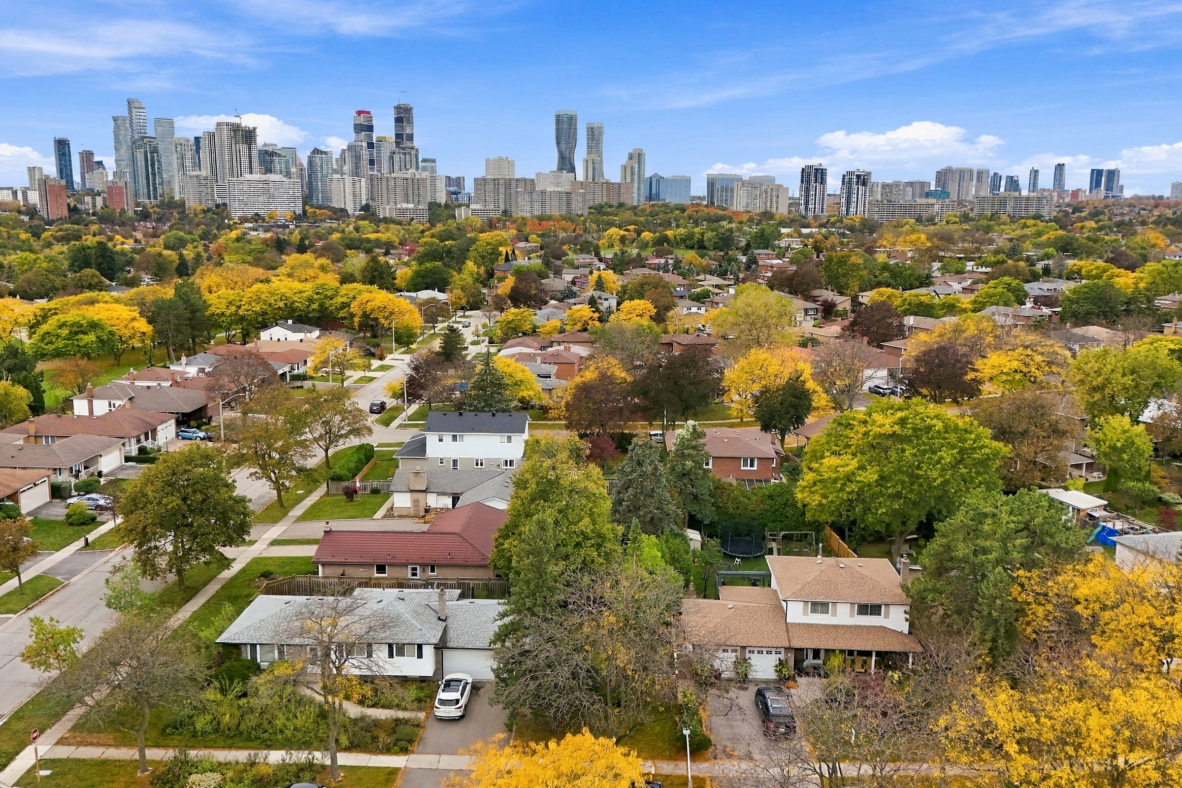 Aerial view of Mississauga Valleys toward the Mississauga City Centre skyline, near 476 Michelle Row
