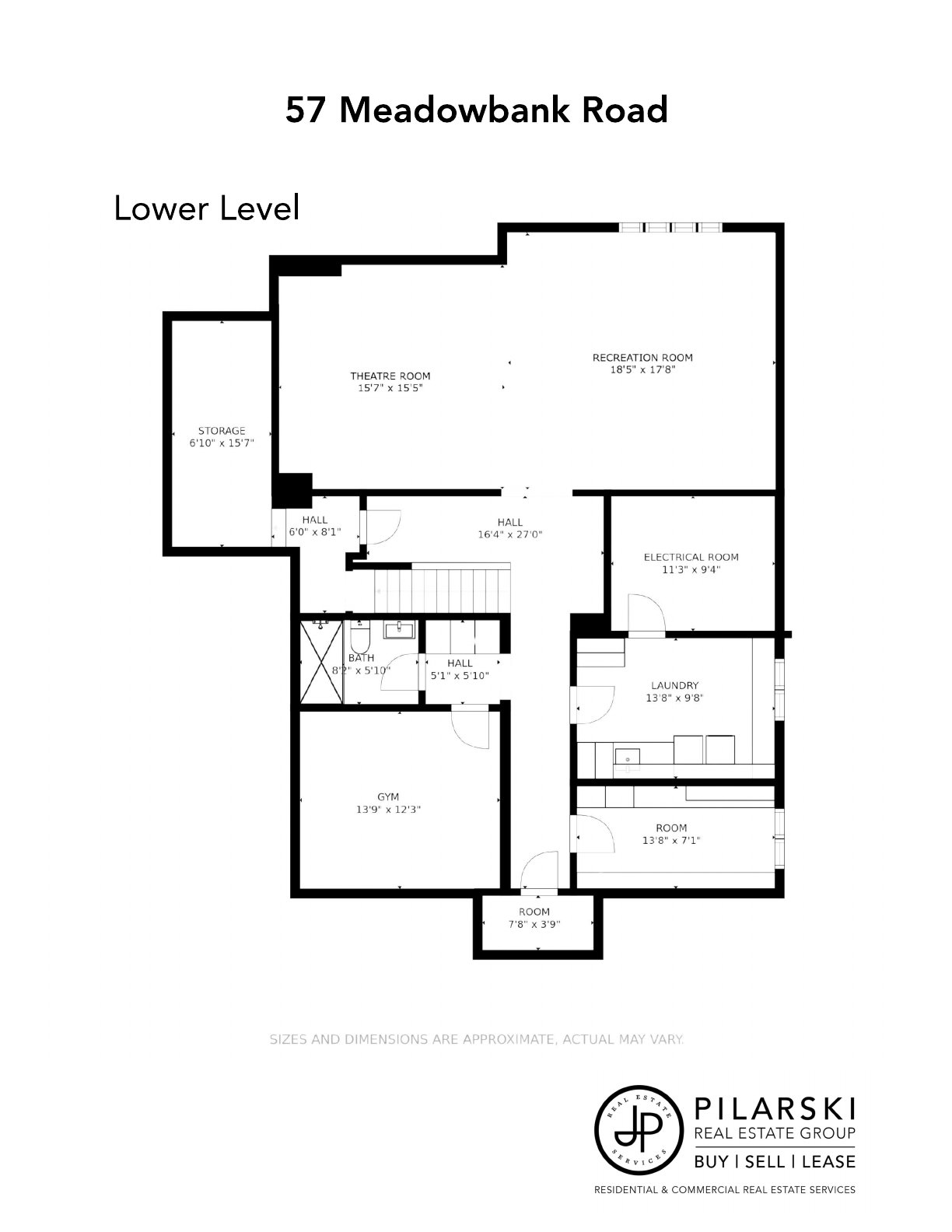 Lower level floor plan — 57 Meadowbank Road