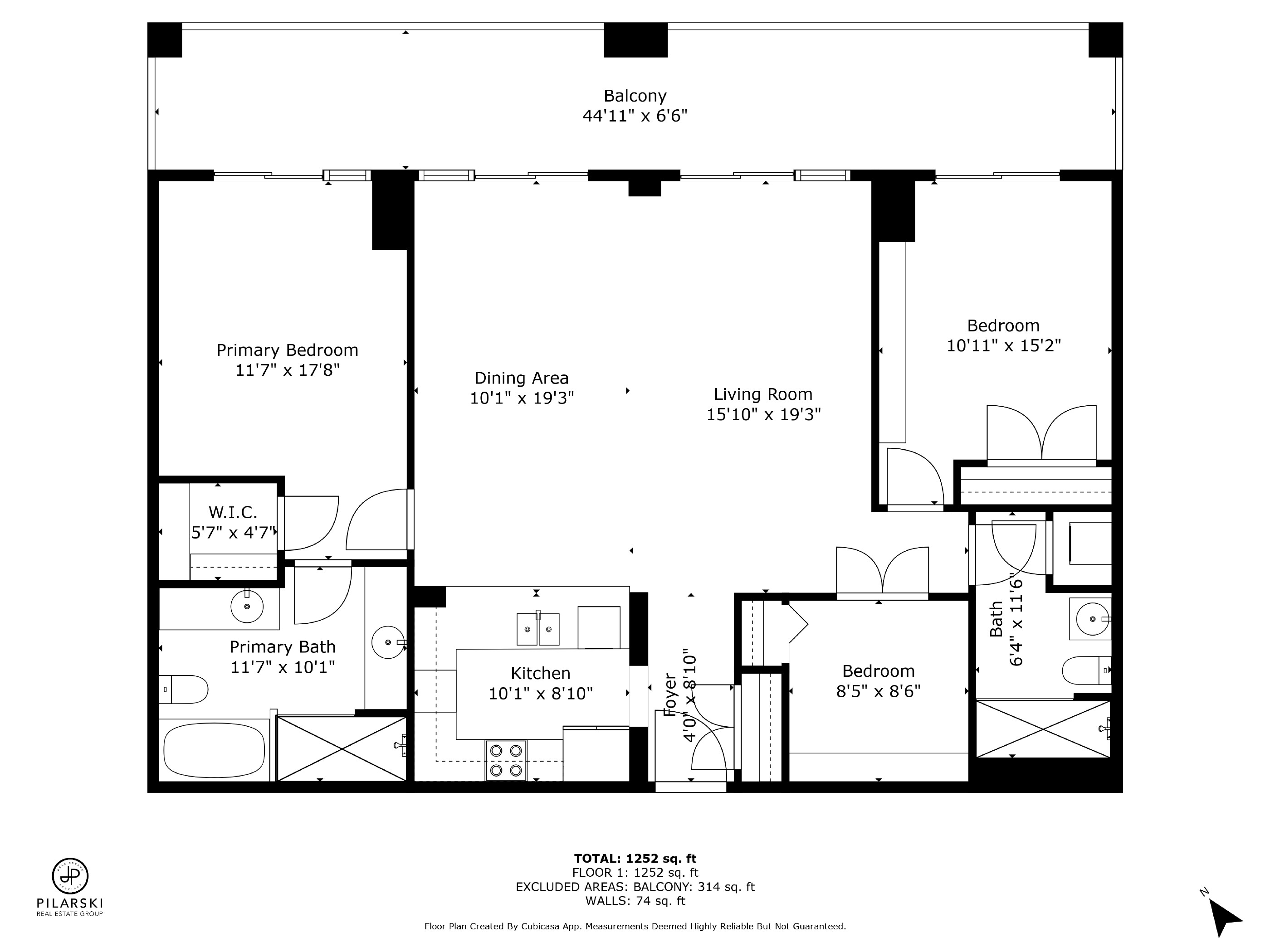 Suite 1102 floor plan with dimensions