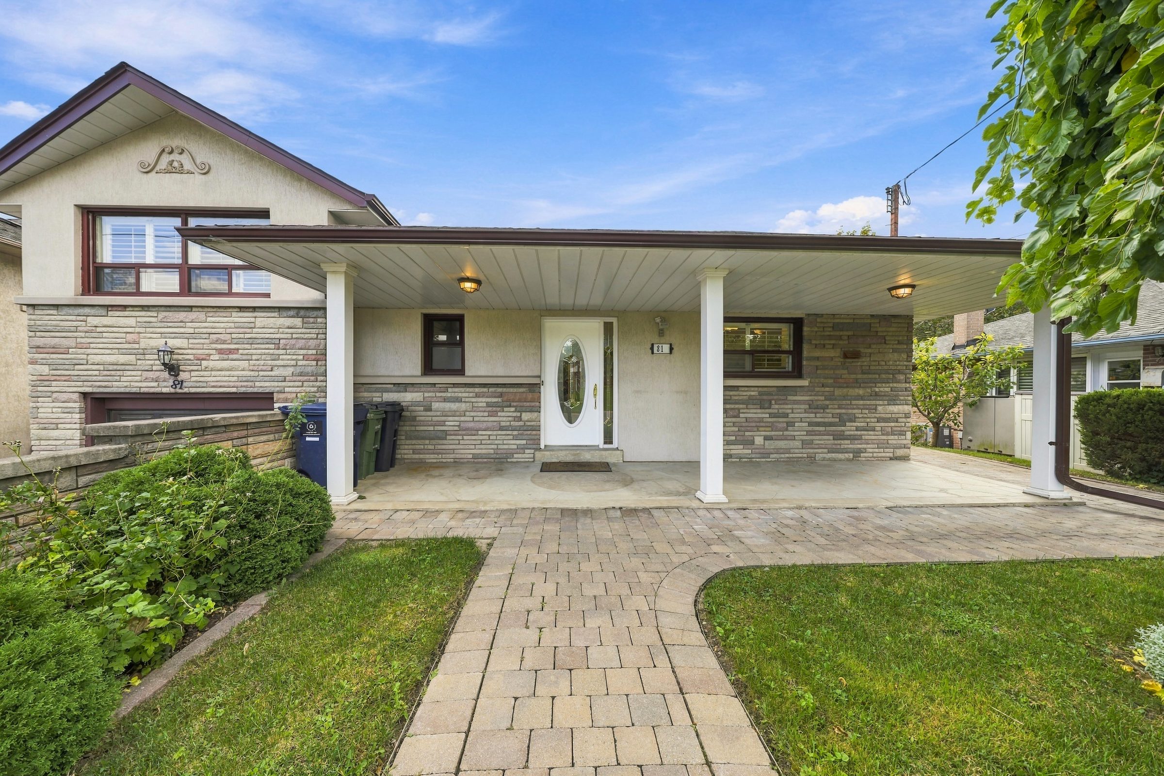 Front elevation and interlock walkway