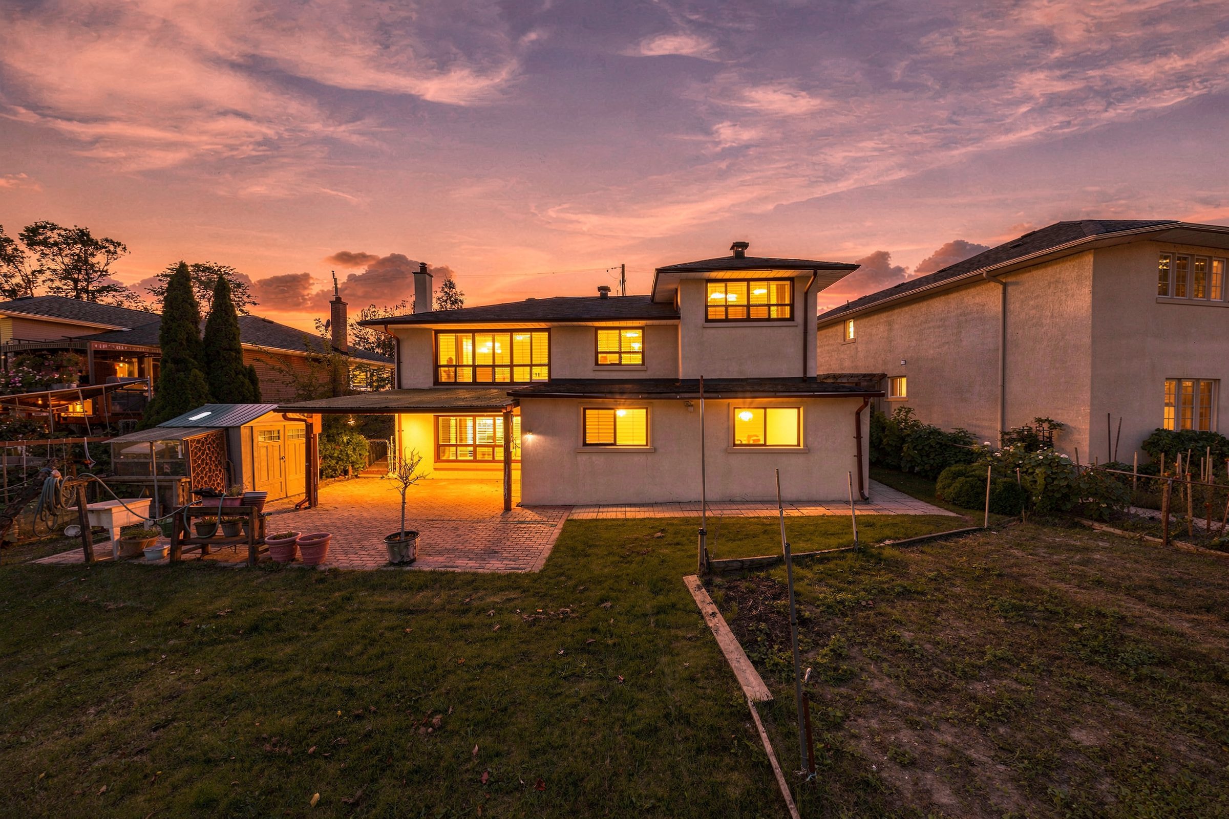 Rear of 81 Letchworth Crescent at twilight